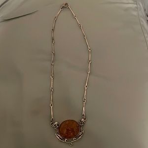 Amber sterling silver necklace